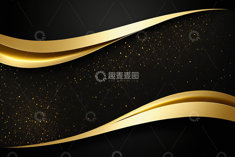黑色背景金色波浪线条设计图