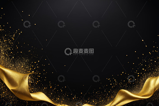 黑色背景金色飘带粒子素材