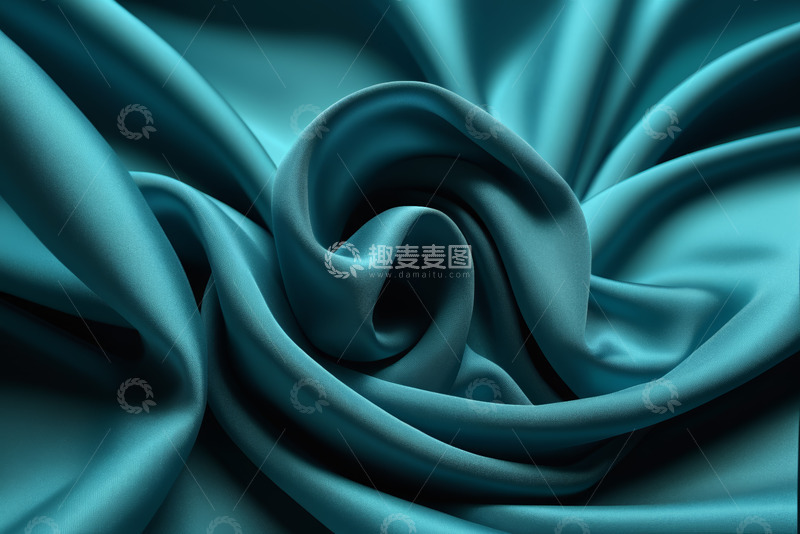 高清大图下载【趣麦麦图】蓝绿色丝绸织物特写