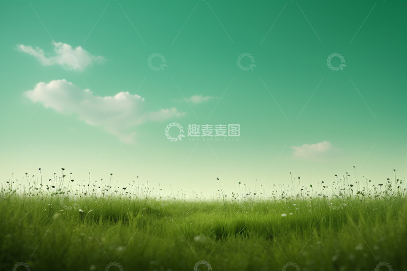 高清大图下载【趣麦麦图】绿色草地与蓝天白云景观