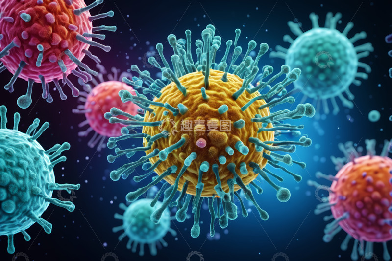 高清大图下载【趣麦麦图】微观视角下的病毒示意图