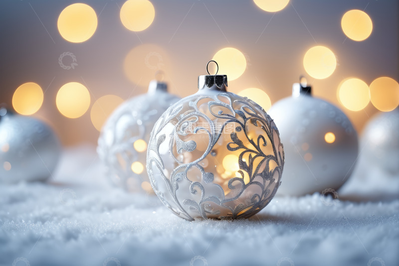 高清大图下载【趣麦麦图】圣诞装饰球特写