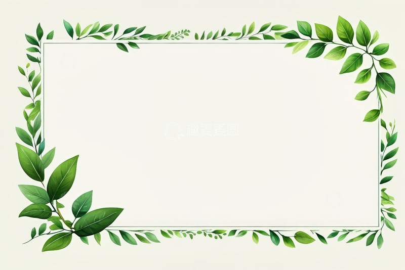 高清大图下载【趣麦麦图】绿叶装饰边框背景图