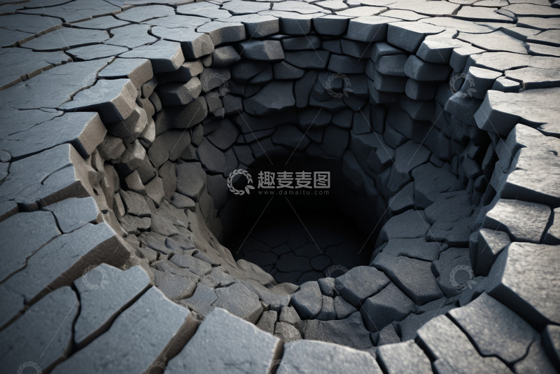 高清大图下载【趣麦麦图】地面开裂形成的深坑