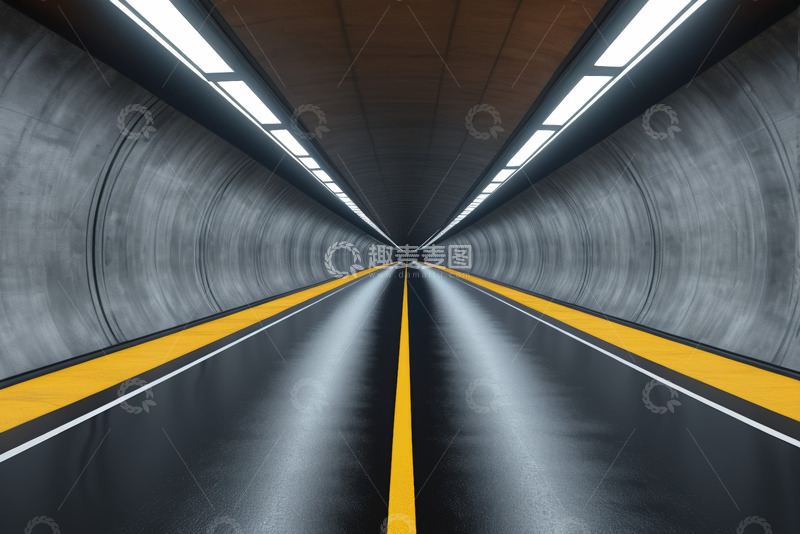 高清大图下载【趣麦麦图】空旷隧道内的道路场景