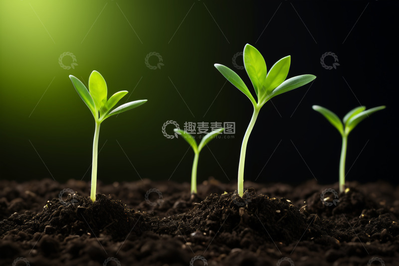 高清大图下载【趣麦麦图】破土而出的嫩绿幼苗