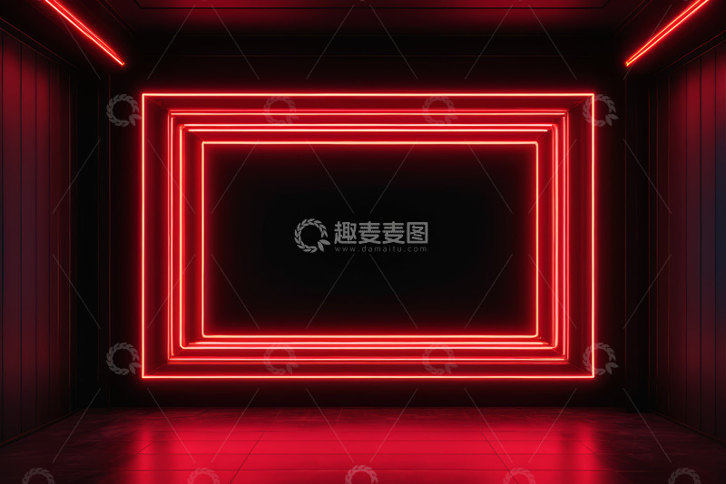 高清大图下载【趣麦麦图】红色霓虹灯装饰的室内空间