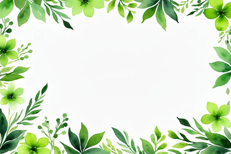高清大图下载【趣麦麦图】绿色植物花卉边框素材