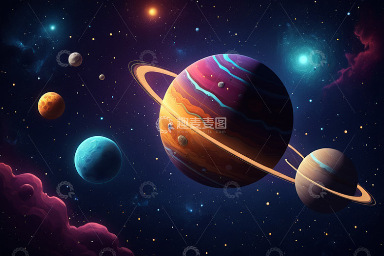 宇宙行星与星云科幻场景