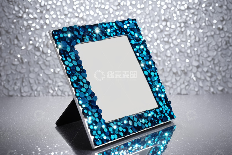 高清大图下载【趣麦麦图】蓝色闪光装饰相框特写
