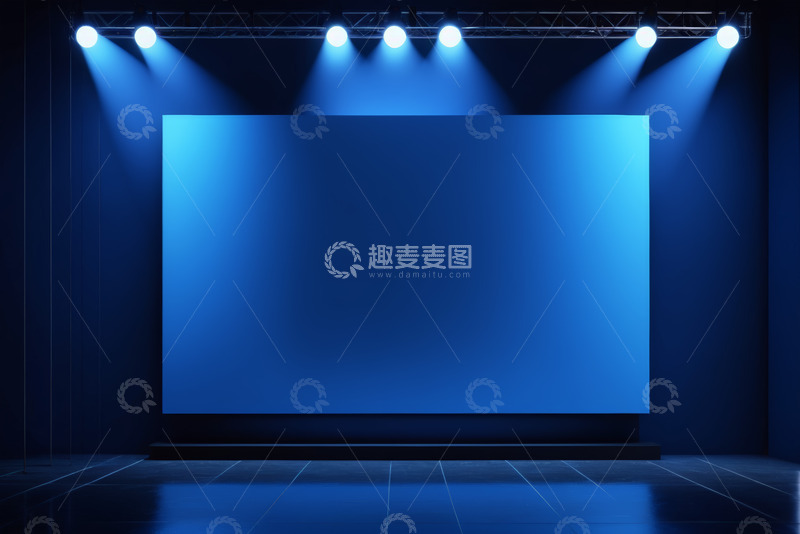 高清大图下载【趣麦麦图】蓝色背景舞台聚光灯场景