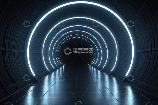未来感隧道发光环形灯光场景