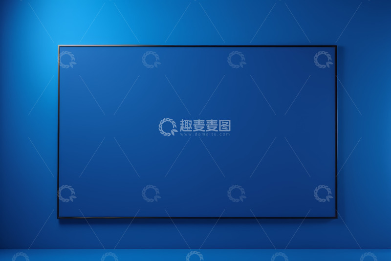 高清大图下载【趣麦麦图】蓝色背景下的平板电视