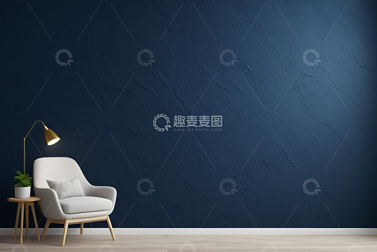现代房间内的单人沙发与台灯