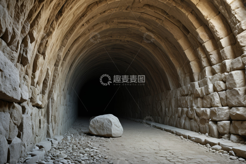 高清大图下载【趣麦麦图】石砌隧道内的巨石场景