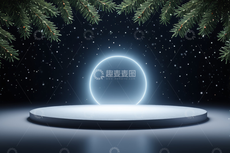 高清大图下载【趣麦麦图】圣诞主题展示台背景素材