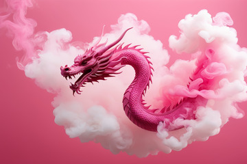 粉色巨龙腾云素材