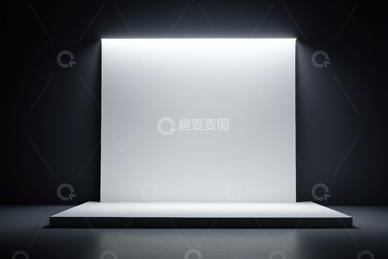 高清大图下载【趣麦麦图】黑色背景下的白色展示台