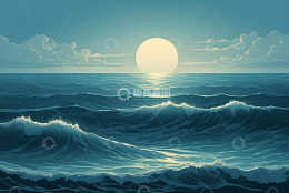 海上日出海洋风景