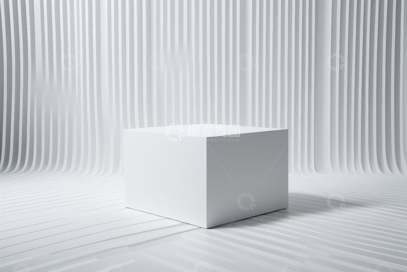 高清大图下载【趣麦麦图】白色立方体展示台背景