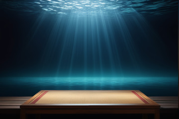 水下光影下的木质平台