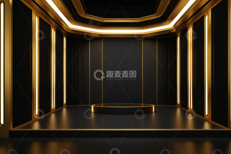 高清大图下载【趣麦麦图】黑金风格室内展示空间