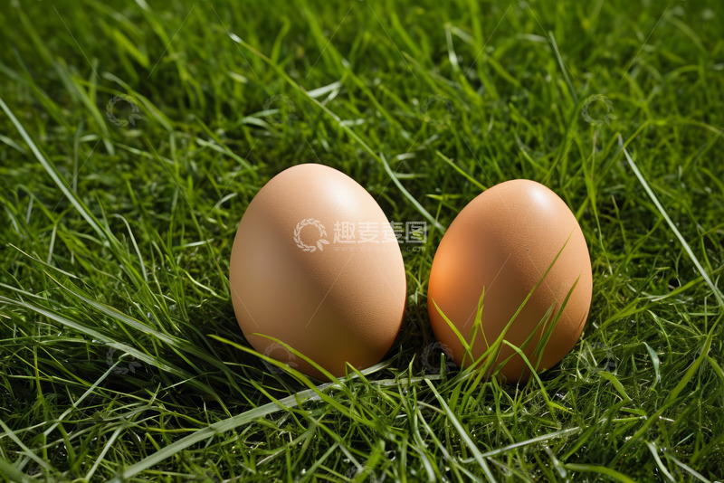 高清大图下载【趣麦麦图】草地上的两个鸡蛋