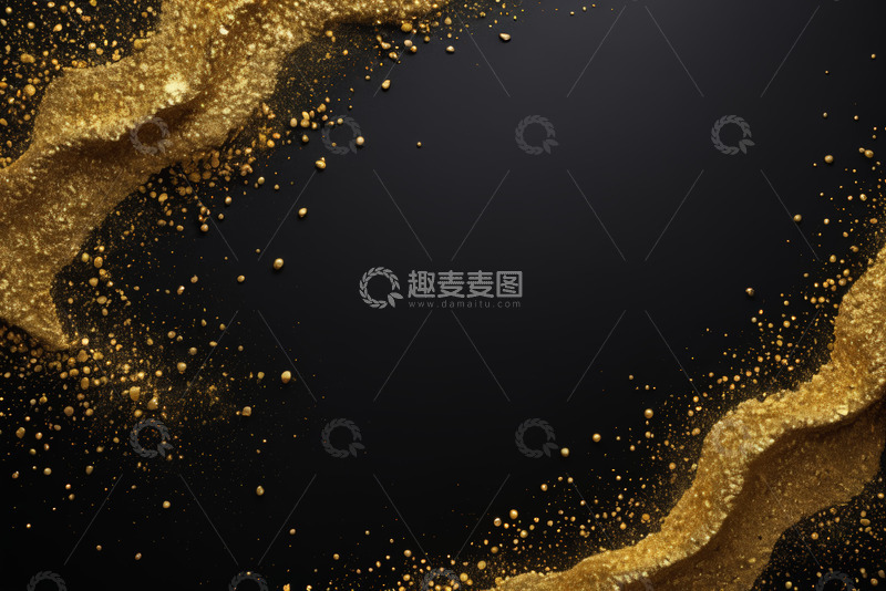 高清大图下载【趣麦麦图】黑色背景金色粒子流动素材