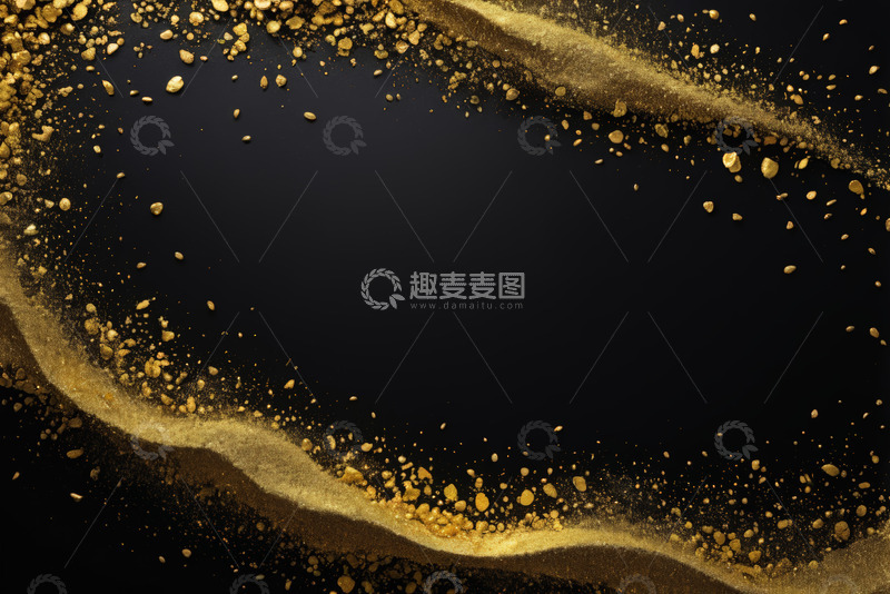 高清大图下载【趣麦麦图】黑色背景上的金色粒子效果