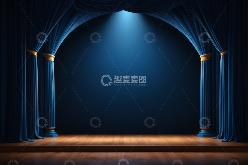 高清大图下载【趣麦麦图】舞台背景幕布与聚光灯场景