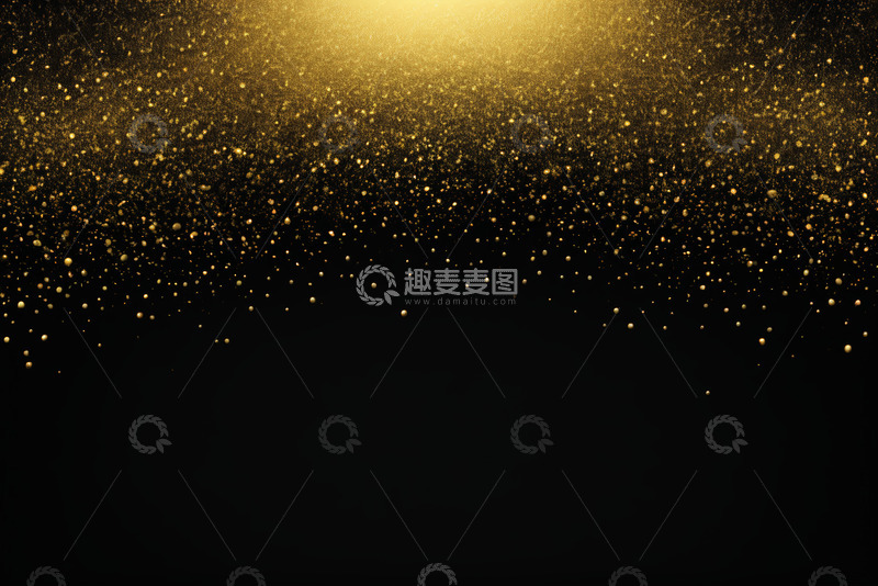 高清大图下载【趣麦麦图】黑色背景金色粒子发光效果