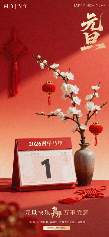 元旦新年贺岁日历海报