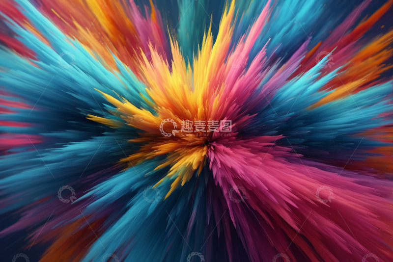 高清大图下载【趣麦麦图】彩色爆炸效果抽象背景画面