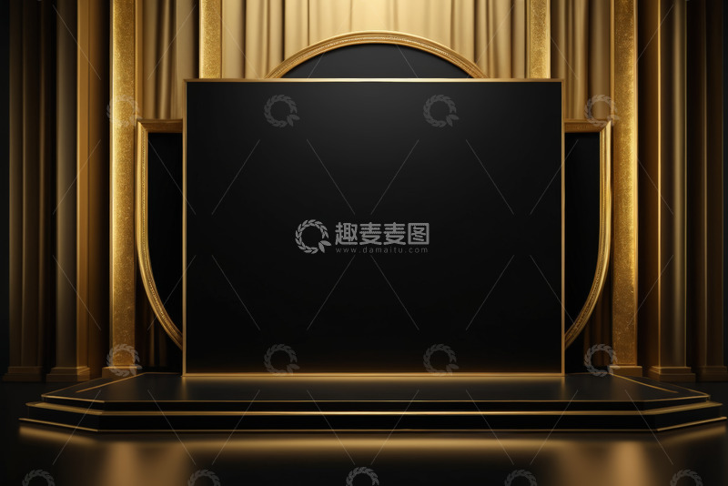 高清大图下载【趣麦麦图】金色装饰背景展示台