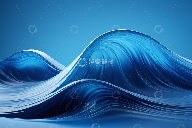 高清大图下载【趣麦麦图】蓝色抽象波浪背景素材