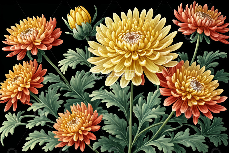 高清大图下载【趣麦麦图】多色菊花花卉特写