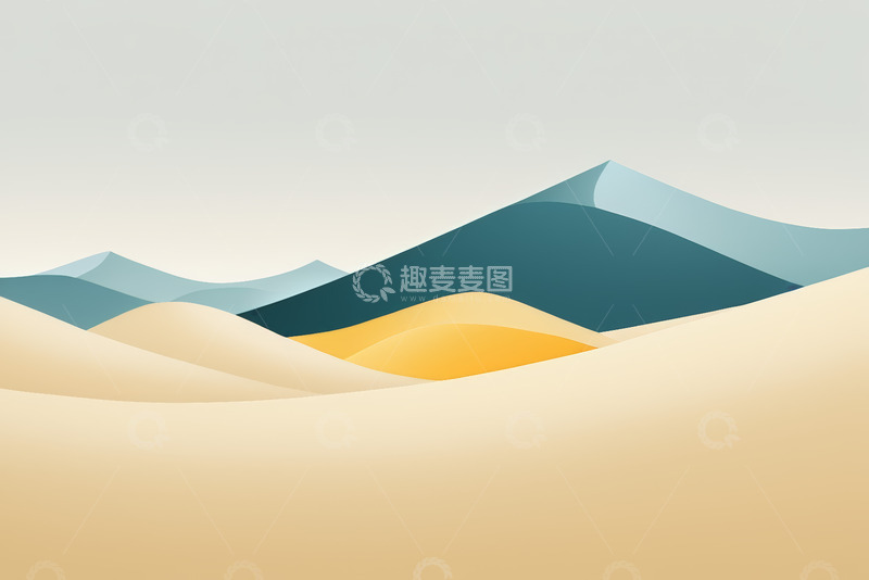 高清大图下载【趣麦麦图】-简约风格沙漠与山脉风景
