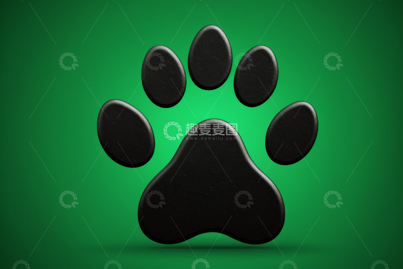 高清大图下载【趣麦麦图】黑色动物爪印绿色背景图