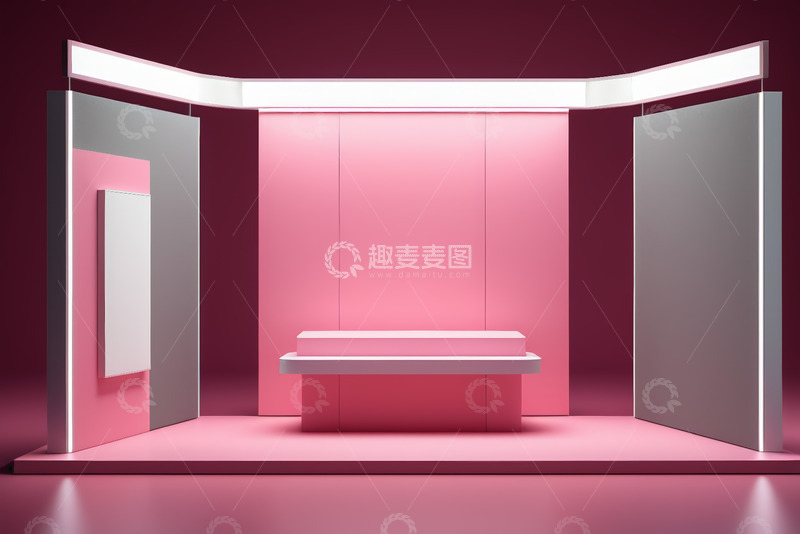 高清大图下载【趣麦麦图】粉色现代展示空间场景