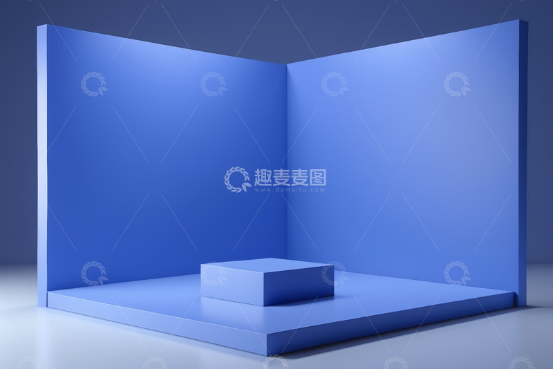 高清大图下载【趣麦麦图】蓝色立体展示台