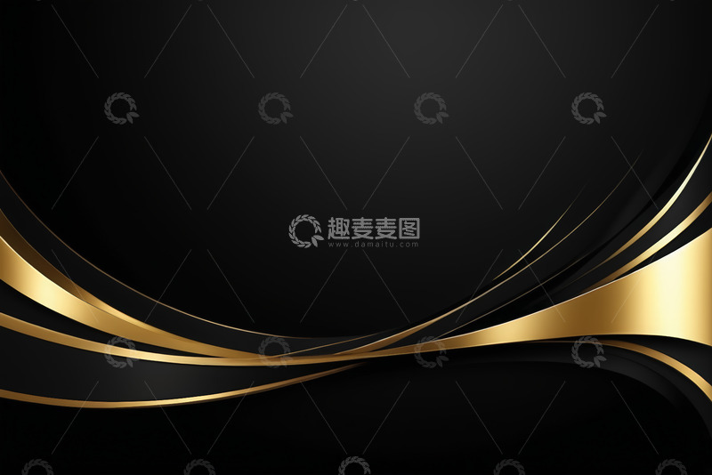高清大图下载【趣麦麦图】黑金配色曲线背景素材