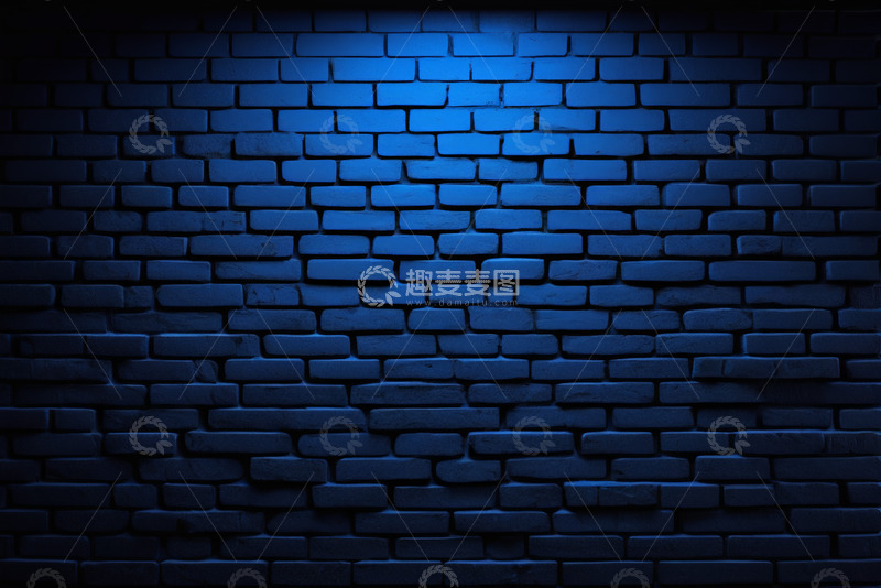高清大图下载【趣麦麦图】蓝色砖墙光影背景