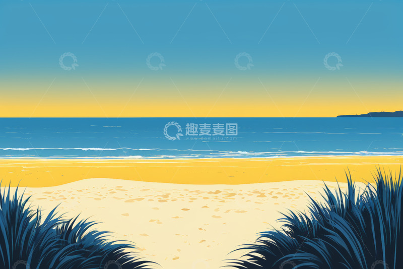高清大图下载【趣麦麦图】海边沙滩风景插图