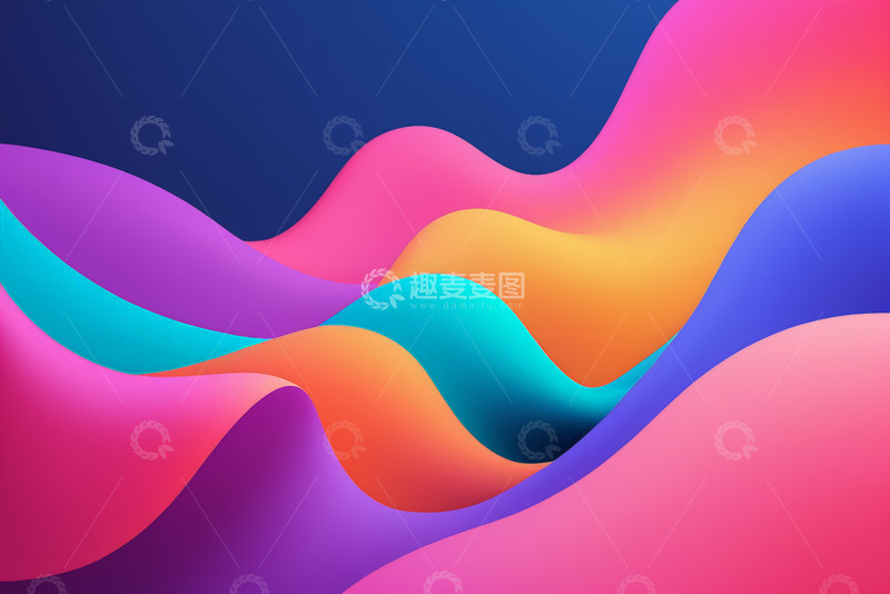 高清大图下载【趣麦麦图】彩色渐变波浪背景素材
