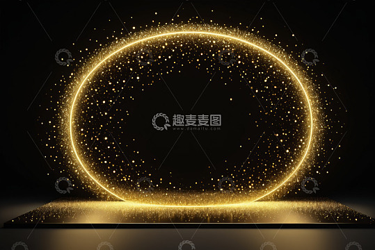 金色发光圆环粒子背景素材