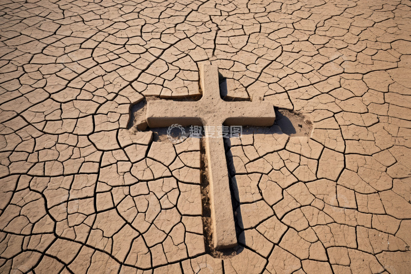 高清大图下载【趣麦麦图】干裂土地上的十字架
