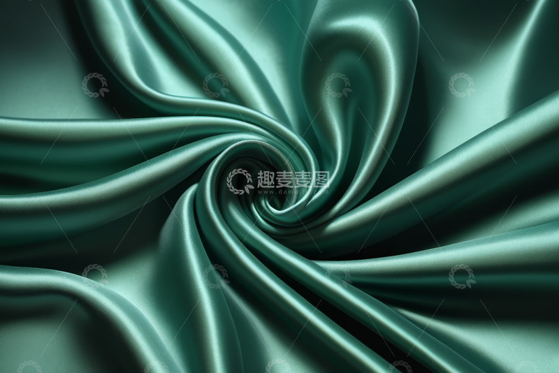 高清大图下载【趣麦麦图】绿色丝绸布料纹理特写