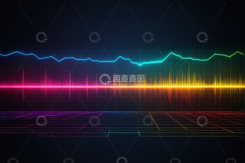 高清大图下载【趣麦麦图】彩色音频波形图背景
