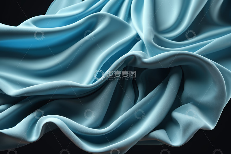 高清大图下载【趣麦麦图】蓝色丝绸布料特写