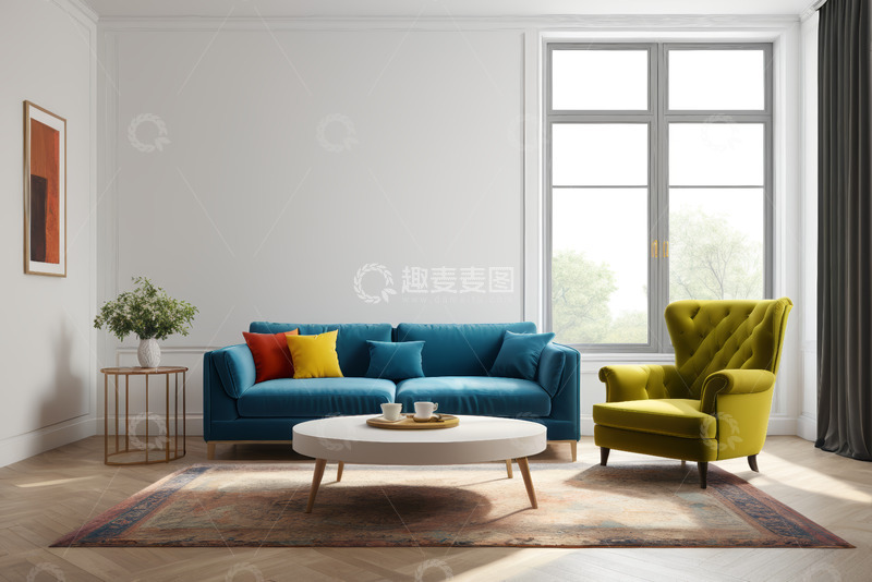 高清大图下载【趣麦麦图】现代简约风格客厅家居场景